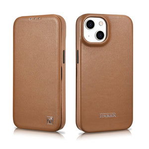 iCarer CE Premium Leather Folio Case iPhone 14 magnetic flip case MagSafe brown (WMI14220713-BN)