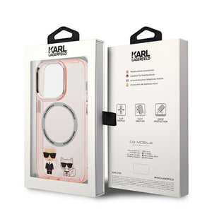 Karl Lagerfeld KLHMP14LHKCP iPhone 14 Pro 6.1" hardcase pink/pink Karl & Choupette Aluminum Magsafe