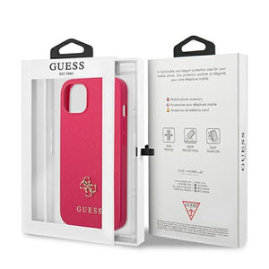 Guess Saffiano 4G Small Metal Logo case for iPhone 13 mini - pink