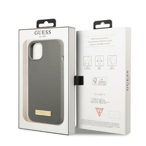 Guess GUHMP13MSPLG iPhone 13 6.1" grey/grey hard case Silicone Logo Plate MagSafe