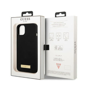 Guess GUHMP13MSPLK iPhone 13 6.1" black/black hard case Silicone Logo Plate MagSafe