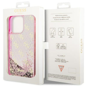 Guess GUHCP14XLC4PSGP iPhone 14 Pro Max 6.7" pink/pink hardcase Liquid Glitter 4G Transculent