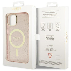Guess GUHMP14MHCMCGP iPhone 14 Plus 6.7" pink/pink hardcase Glitter Gold MagSafe