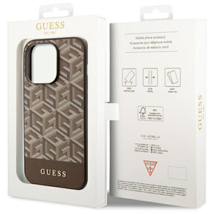 Guess GUHMP14XHGCFSEW iPhone 14 Pro Max 6.7" brown/brown hard case GCube Stripes MagSafe