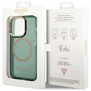 Guess GUHMP14XHTCMA iPhone 14 Pro Max 6.7" green/khaki hard case Gold Outline Translucent MagSafe