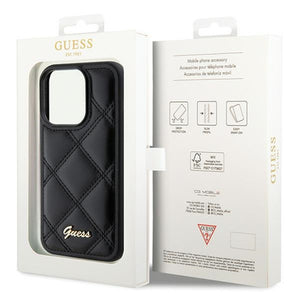 Guess Quilted Metal Logo case for iPhone 15 Pro - black