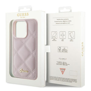 Guess Quilted Metal Logo case for iPhone 15 Pro - pink