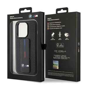 BMW Grip Stand Smooth & Perforated case for iPhone 15 Pro Max - black
