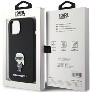 Karl Lagerfeld Silicone Ikonik Metal Pin case for iPhone 15 - black