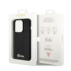 Guess Sequin Script Metal case for iPhone 14 Pro - black