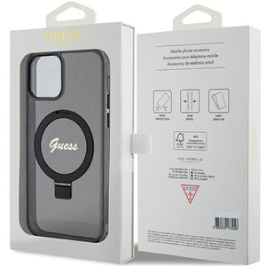 Guess Ring Stand Script Glitter MagSafe case for iPhone 12/12 Pro - black