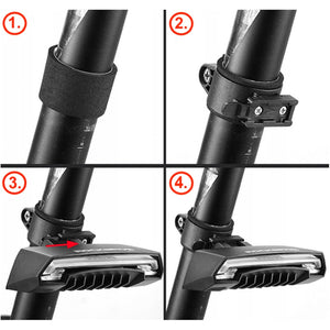 Rockbros LKWD-R1 Rear Bike Light with Laser and Remote Control + Micro USB - USB-A Cable - Black