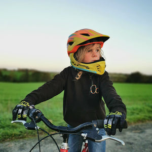 Children's bicycle helmet with detachable visor Rockbros TT-32SOYB-S size S - yellow-orange