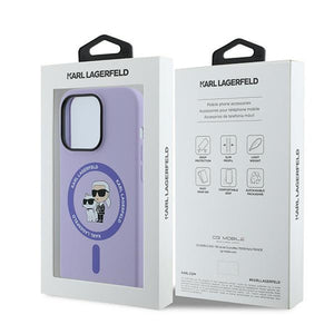 Karl Lagerfeld HC MagSafe Silicone Karl&Choupette Heads Ring Case for iPhone 14 Pro - Purple