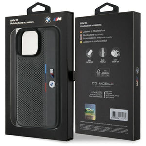 BMW M Perforated Tricolor Detail Line iPhone 16 Pro Case - Dark Gray