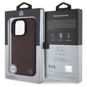 Mercedes MB Wood Imitation Leather MagSafe iPhone 16 Pro Case - Red