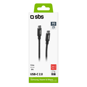 SBS TECABLETCC20BK USB-C Cable - USB-C 25W Power Delivery 1.5m - Gray