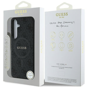 Guess Leather 4G Colored Ring Classic Logo MagSafe Case Samsung Galaxy S25 Plus black