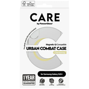 CARE by PanzerGlass Flagship Urban Combat Chardonnay QI Case for Samsung Galaxy S25+ - Transparent