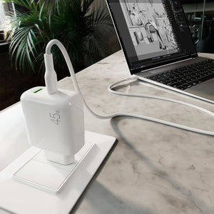Puro Daily Prolite 45W USB-C USB-A Power Delivery Charger with USB-C Cable - White