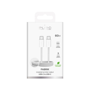 Puro Fabrik 4 240W braided USB-C - USB-C 1m cable - white