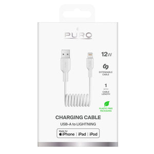 Puro 12W USB-A - Lightning Spiral Cable 1m - White