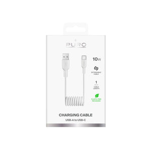 Puro 10W USB-A - USB-C Spiral Cable 1m - White