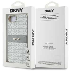 DKNY Repeat Texture Pattern with Tonal Stripe iPhone 16e Case - Beige