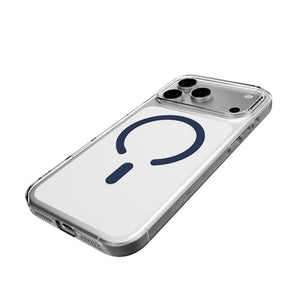Puro Lite Mag TPU+PC Case Compatible with MagSafe for iPhone 17 Pro - Transparent with Blue Ring
