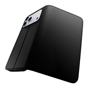 Puro Wallet Stand Case for iPhone 17 Pro Max Made of Eco-Leather, with a Flap, Wallet, and Stand Function - Black