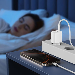 Tech-Protect NCA20 PD 20W QC3.0 USB-A / USB-C Wall Charger + USB-C / USB-C Cable 100cm - White