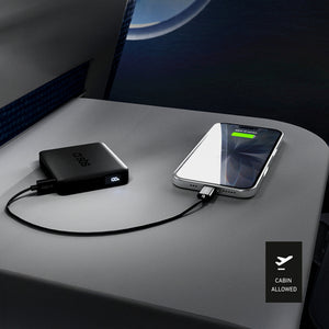 SBS HD 10W 5000mAh USB-C Power Bank with LCD Display - Black