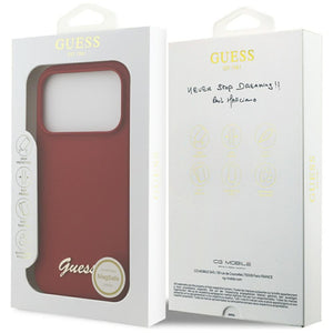 Guess Silicone Script Metal Logo MagSafe Case for iPhone 17 Pro - Red