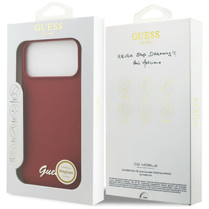 Guess Silicone Script Metal Logo MagSafe Case for iPhone 17 Pro Max - Red