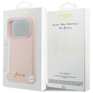 Guess Silicone Script Metal Logo MagSafe Case for iPhone 17 Pro - Pink