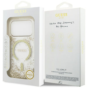 Guess Resin Bottom Glitter MagSafe Case for iPhone 17 Pro - Gold
