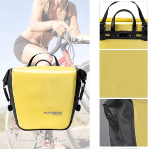 Rockbros AS-003-1Y waterproof bicycle bag with shoulder strap, front/rear mounting, 10-14l - yellow
