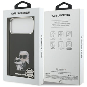 Karl Lagerfeld IML Aquarelle Karl & Choupette & Logo MagSafe Case for iPhone 17 Pro - Black