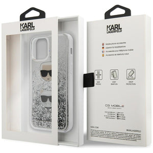 Karl Lagerfeld KLHCP12SKCGLSL iPhone 12 mini 5,4" srebrny/silver hardcase Liquid Glitter Karl&Choupette