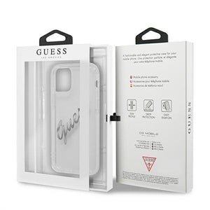 Guess GUHCP12MKTRSVSI iPhone 12/12 Pro 6.1" Transparent hardcase Vintage Script Silver