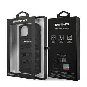 AMG Leather Debossed Lines case for iPhone 12 mini - black