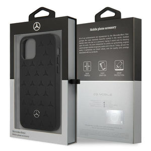 Mercedes Leather Stars Pattern Case for iPhone 12 Pro Max - Black