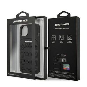 AMG Leather Debossed Lines case for iPhone 13 mini - black