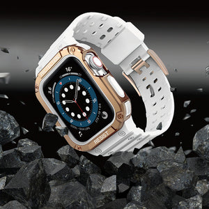 Protect Strap Band for Apple Watch 38/40/41mm Armored Case Strap - White, Rose Gold