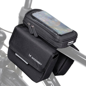 Wozinsky bicycle frame bag, waterproof phone case, 1.5l, black (WBB26BK)