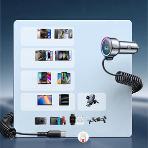 Joyroom JR-CL07 72W 3-in-1 Car Charger with 1.6m USB-C Cable – Black