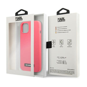 Karl Lagerfeld Silicone Plaque iPhone 13 Case - Fuchsia