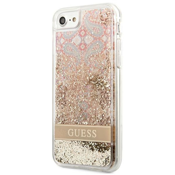 Guess Paisley Liquid Glitter case for iPhone SE 2022 / SE 2020 / 7 / 8 - gold