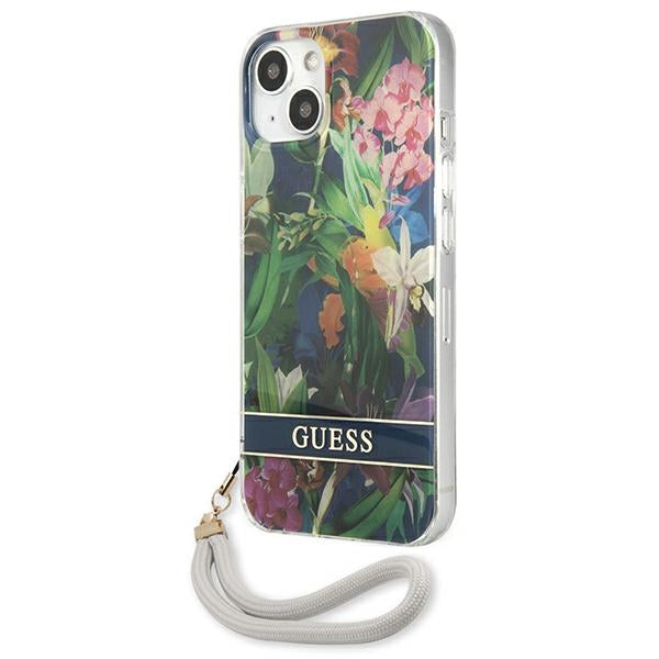Guess GUHCP13MHFLSB iPhone 13 6.1" blue/blue hardcase Flower Strap