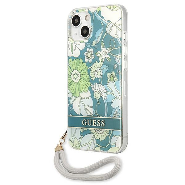 Guess GUHCP13MHFLSN iPhone 13 6.1" green/green hardcase Flower Strap